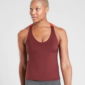 Women’s Athleta Ascent Support Tank Top Razorback Straps Rust Red Sz. Small